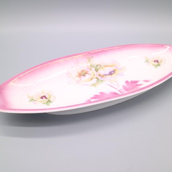 Antique Fine Porcelain Floral Celery Dish/Tray PV c1900s - Picture 3 of 6